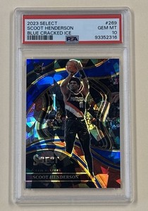 2023 Select Scoot Henderson Courtside Blue Cracked Ice Rookie RC PSA 10