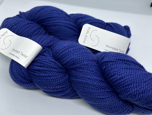 2 Purl Soho Worsted Twist Yarn 100% Merino Wool , color Blue Pansy-1568, 164 yds