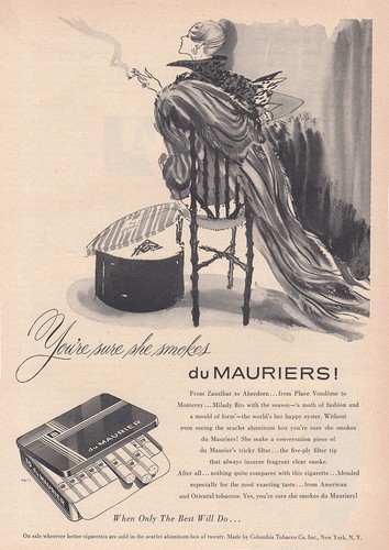 1950 duMauriers Cigarettes: From Zanzibar to Aberdeen Vintage Print Ad