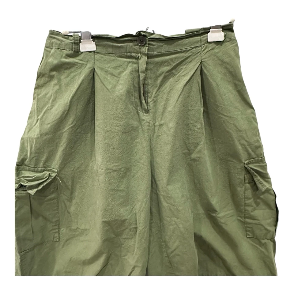 Pantalones cargo Layla en verde militar pierna ancha paracaídas pantalones globo 28x27 Foto 3 de 4