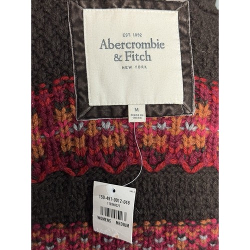 Vintage Y2K Abercrombie & Fitch Fair Isle Pullover Weste Damen mittelbraun Strick neu mit Etikett - Bild 4 von 5