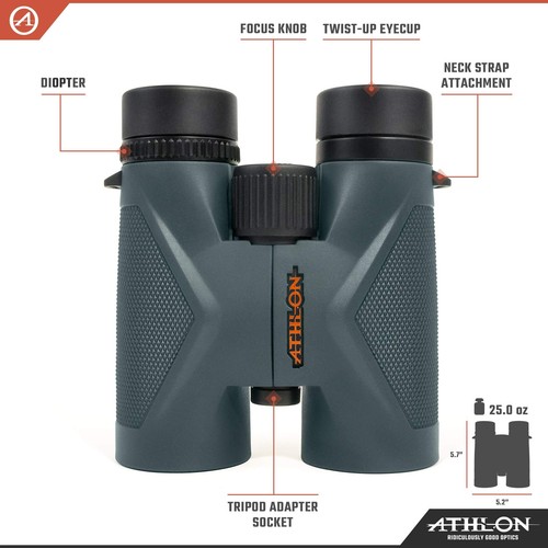 8x42 Midas UHD Gray Binoculars with ED Glass for Adults and Kids, High-Powere... - 第 2/9 張圖片