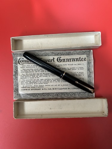 Vintage Boxed Black GT Conway Stewart 28 Fountain Pen 14ct Gold Conway Nib. - Picture 15 of 17