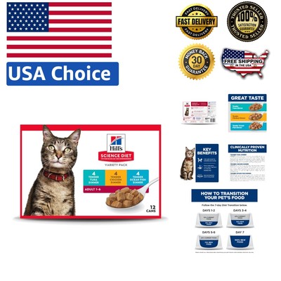 Quality Canned Cat Food Variety -  Tuna, Chicken & Fish Stew (12-Pack)