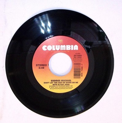 George Michael w/ Elton John 45 ''Don't Let the Sun Go Down On Me'' EX N5