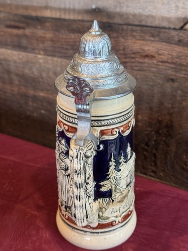 Vintage LUCHOW'S Restaurant Souvenir GERMAN POTTERY BEER STEIN 0.5L Pewter Lid - Picture 11 of 16