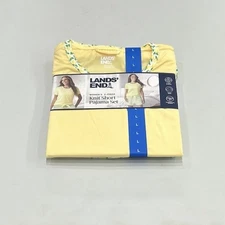 Lands' End Women's 2-Piece Knit Short Pajama Set, Yellow, Size L