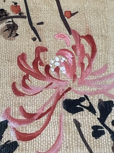 Vintage chinesisches Aquarell Seidenmalerei Fasan Blumen Kunst 14x11 mattierter Vogel - Bild 6 von 17