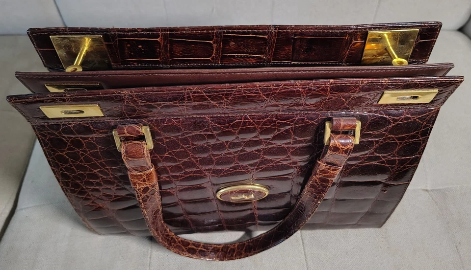 Bolso Vintage Años 70 - Cocodrilo Verdadero - Nieri Argenti - Hecho a Mano en Italia. Foto 4 de 4