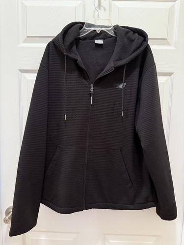 New Balance Herren schwarz Hoodie Full Zip Jacke Fleece innen Waffel außen - Bild 4 von 6