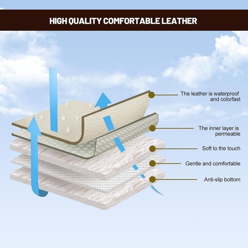 Full Sets of Car Waterproof Leather Seat Covers w/ Front&Back w/ Most Car Beige - Picture 7 of 9