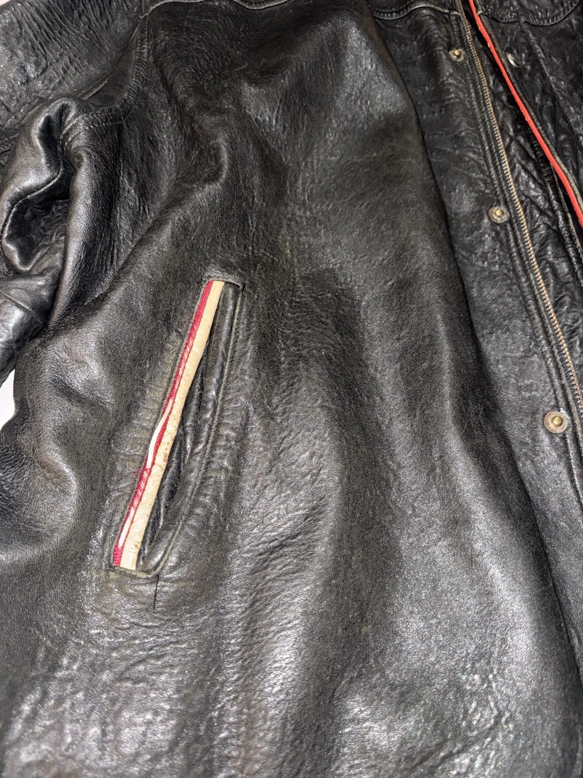 Wu Wear 36 Men’s 4XL Leather Jacket Black Quilted Lined Zip/Snap Pockets - product detail image 3