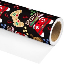 Gaming Christmas Wrapping Paper Roll for Boys Kids Funny Video Game and Chris...