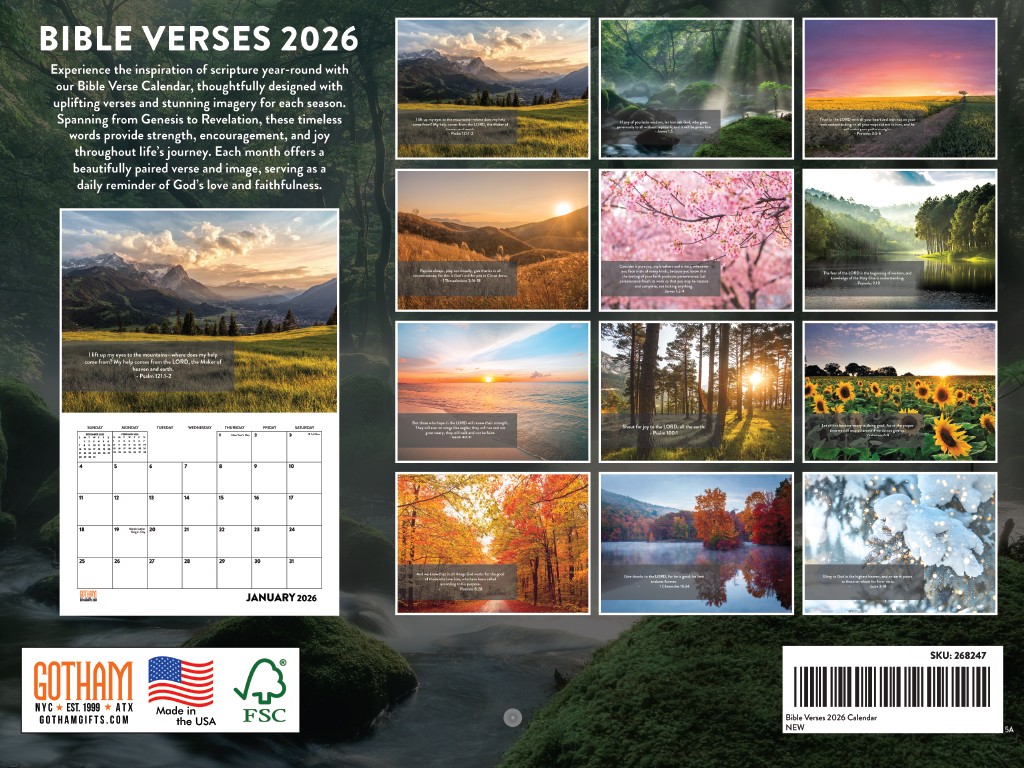 Christian Calendar 2026 Religious Bible Verses Monthly Wall Calender