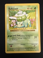 Pokemon TCG Bulbasaur 44/102 Unlimited Common Shadowless Base Set 1999