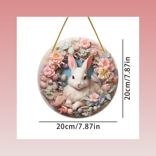 Rabbit in Flowers Front Door Sign for Easter 8" * 8", Wreath - Picture 7 of 9