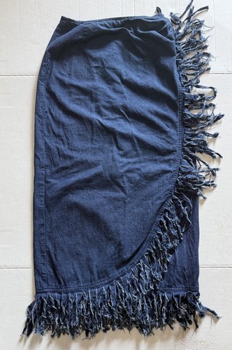 Maxi gonna avvolgente Circle T Denim taglia M lavaggio scuro frange western rodeo festival boho - Foto 2 di 10
