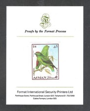 UAE Arab Emirates Ajman 1969 Animals Birds Moluccan Hanging Parrot Proof MNH