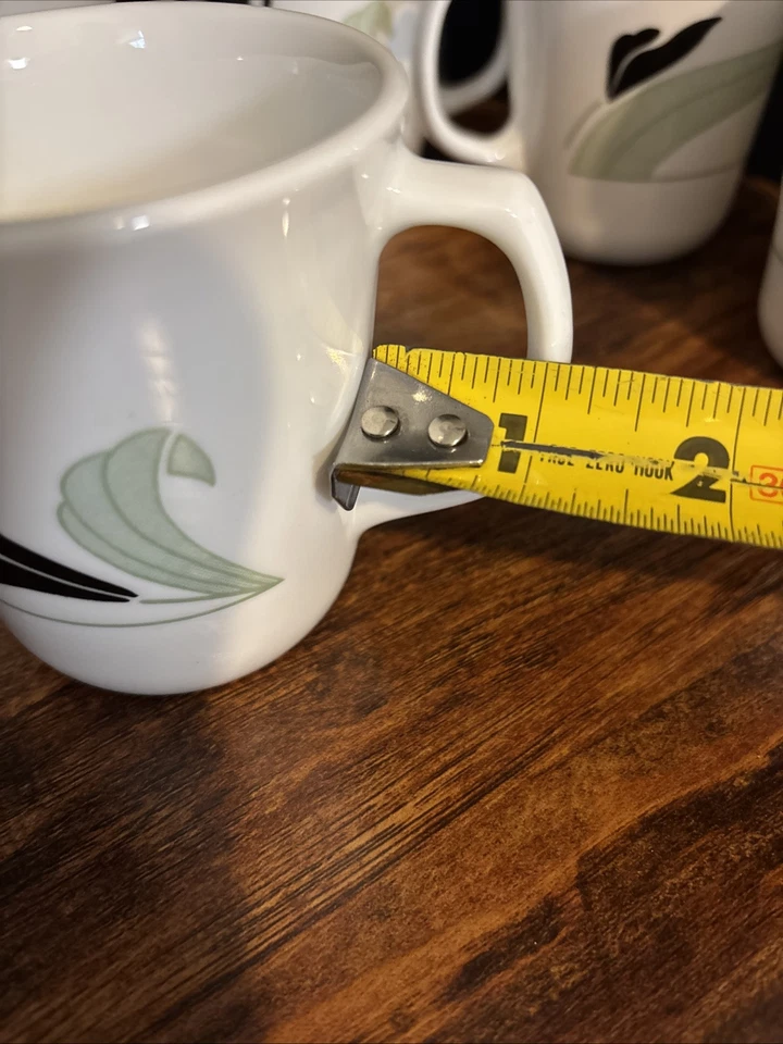 Juego de 6 tazas de café vintage de vidrio blanco Corning Black Orchid CORELLE hechas en EE. UU. Foto 4 de 4