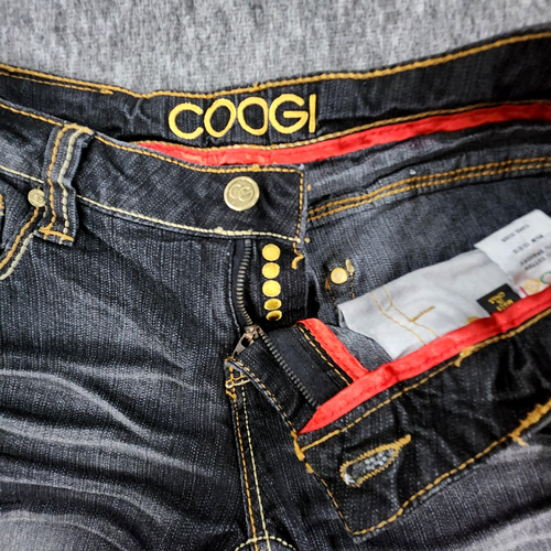 Jeans Coogi donna 4/6 nero elasticizzato slim dritto ricamato invecchiato Y2K - Foto 2 di 24