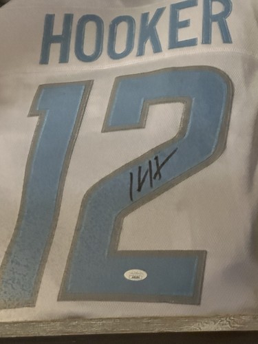 Detroit Lions Autographed Custom jersey and mini helmet.