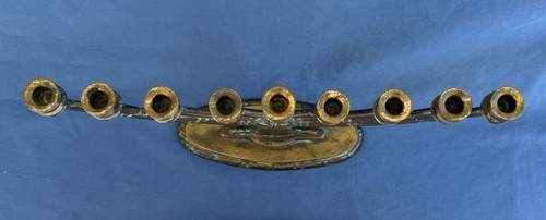 Antigua menorá de latón de Janucá y velas nuevas toalla de cocina fiesta judía - Imagen 3 de 12