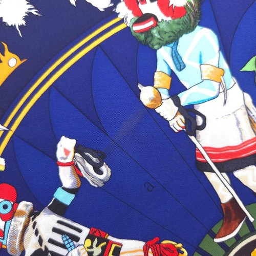 Hermes Carré 90 Vintage Kermit Oliver Kachinas Hopi Indianer blau navy - Bild 6 von 8