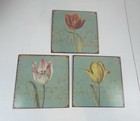 Vintage Looking 9” Tulip Flower Metal Signs with Hangers Decor for Home