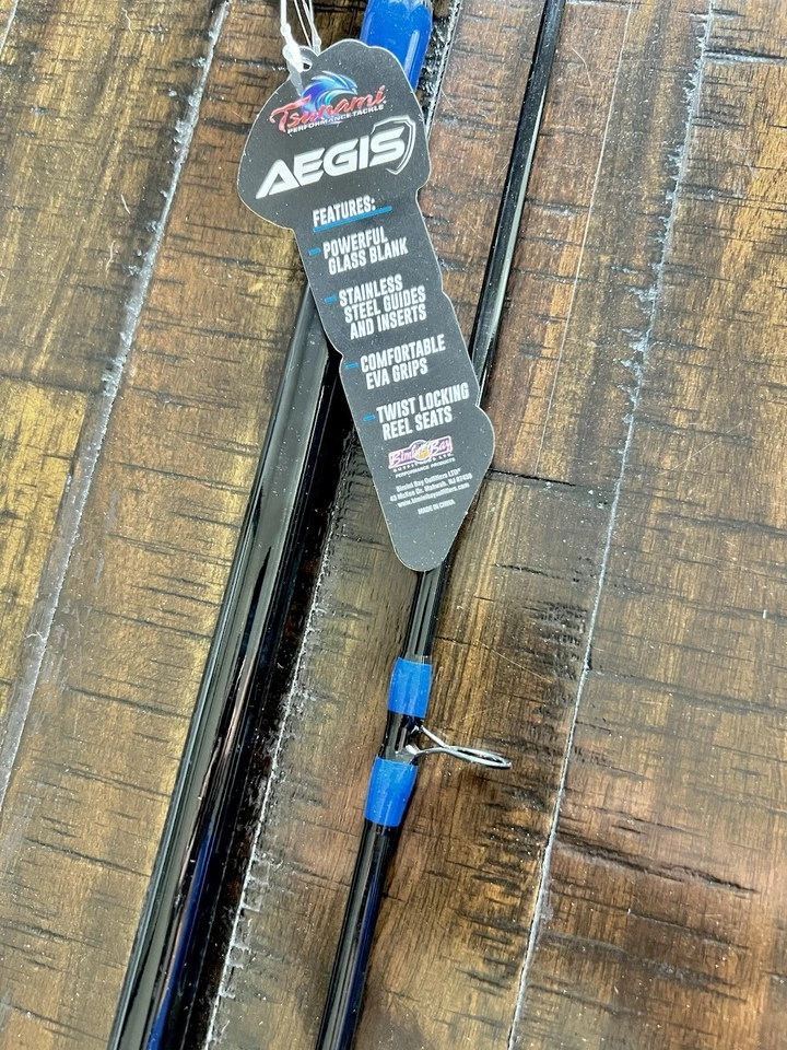Cañas de pescar giratorias TSUNAMI Aegis Surf - Línea MONO mediana pesada de 2 piezas Foto 3 de 4