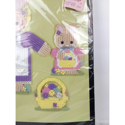 Easter Mrs. Bunny Family Bucilla Plastic Canvas Craft Kit NIP, Vintage Decor - Picture 5 of 9