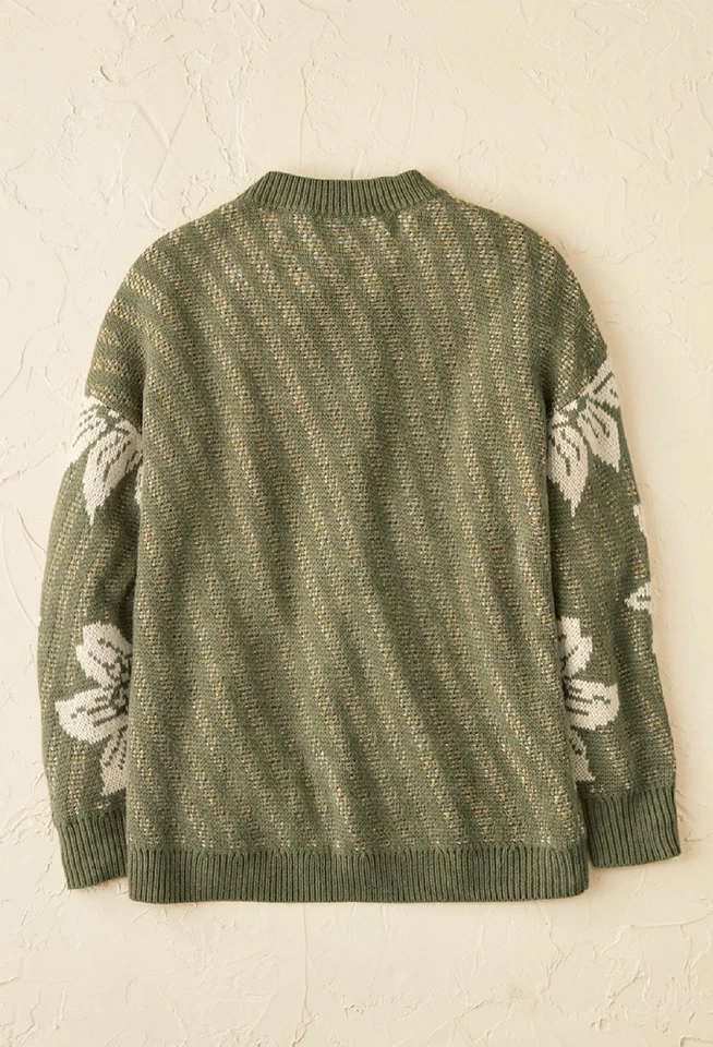 Cárdigan Coldwater Creek Girasol Color Oliva Oscuro Multi Foto 4 de 4