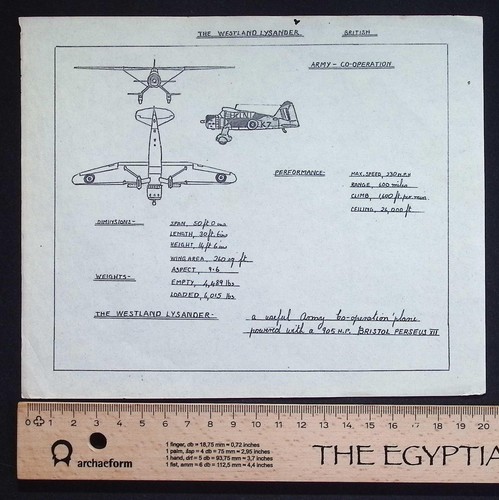 Original WWII Westland Lysander Recognition Drawing – RAF Army Co-Operation - Picture 2 of 4