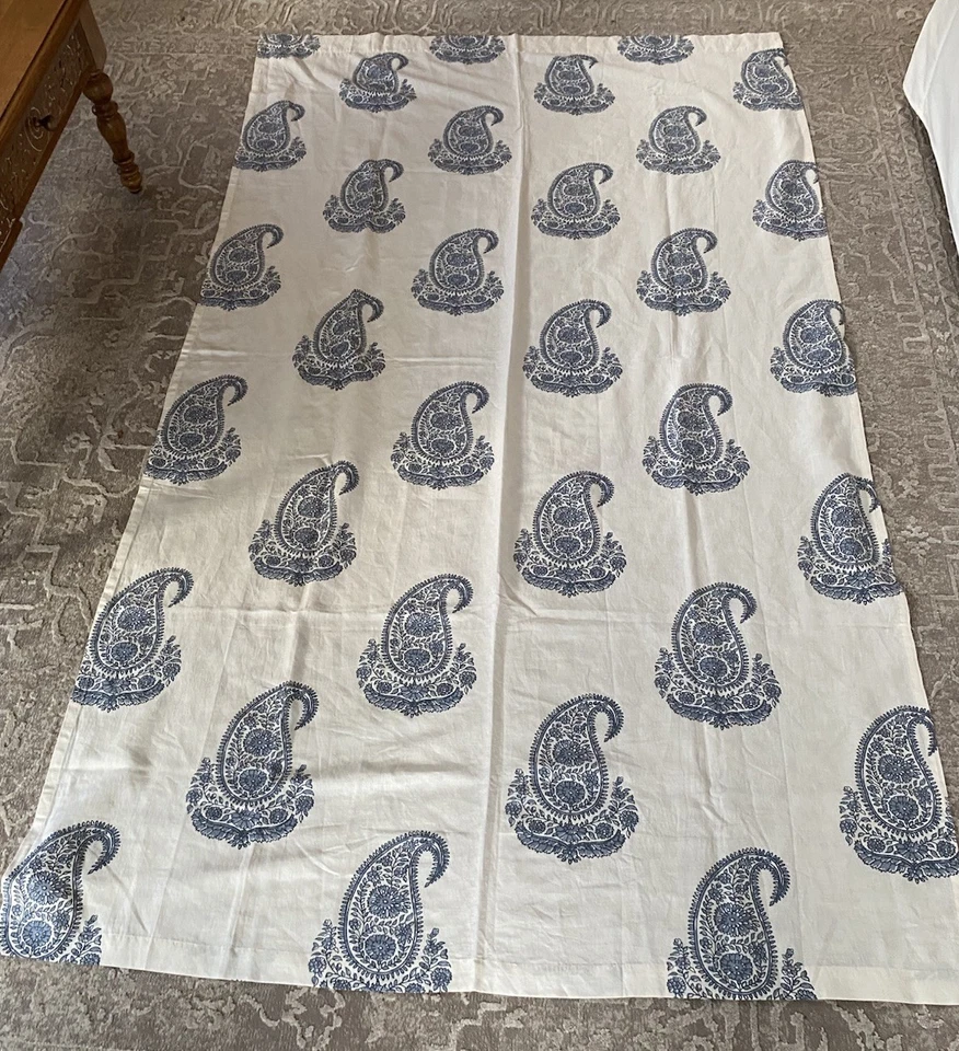 POTTERY BARN Rayna Cortina Azul y Blanco 50x 84 Paisley Cortina Poste Superior Un Panel Foto 2 de 4