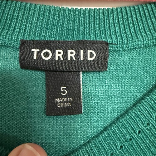 Torrid Plus Size 5 Kelly Green Tissue Sweater Short Sleeve Lightweight Top - Picture 4 of 8