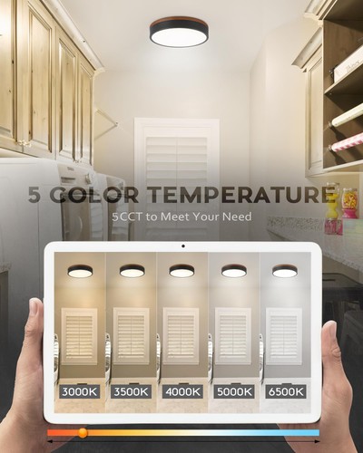 Ken & Ricky12inch Wood Flush Mount Ceiling Light,Black Light Fixtures Ceiling... - Bild 4 von 8