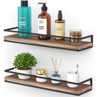 Floating Shelves Wall Mounted Set of 2 Rustic Wood Wall Storage Shelves for B...