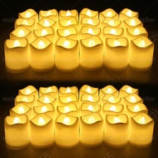 24/48 Pack LED Tea Lights Battery Operated Flameless Votive Candles Warm White