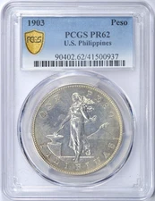 1903 US PHILIPPINES PESO PCGS PR62 BEAUTIFUL COIN