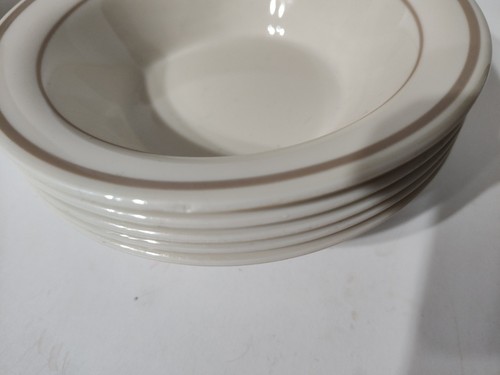 12 Corelle Cornerstone  Soup/Cereal And Fruit  Bowls Cream With Tan Band - Picture 8 of 9