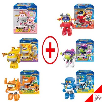 Super Wings Season9 Electric 6-Type Robot Set - Stego Trico Curie Runi Brachy...