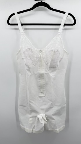 Adonna White CORSELETTE 4 Garters Girdle Lace 42D Split Crotch Zip Front - Picture 2 of 14