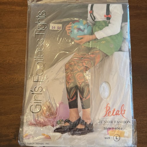 Vintage Petals Junior Fashion Girls Footless Tights Size Large Supertrends Color - Picture 3 of 4