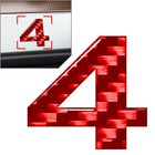 Fenster Tür Wand Auto Abzeichen Emblem Nummer Zeichen Aufkleber Carbon Rot  #4