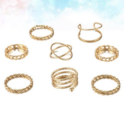  8 Stück Kreative Knöchelringe Set Vintage Golden Crossed Rings Stapelbare