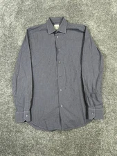Paul Smith Shirt Mens Large Blue Brown Cotton Button Up