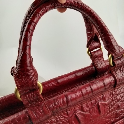 Vintage Brahmin Red Leather Crocodile Embossed Hand Bag Purse w/ Crossbody Strap - Bild 10 von 24