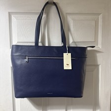 Image of Radley ‘Sunny Dene’ Navy Large Textured Leather Zipped Tote/Work Bag BNWT £259