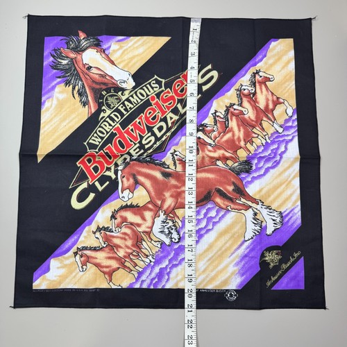 USED - Vintage Budweiser Bandana Cowboy 21 in X 21 in Anheuser Busch Clydesdales - Picture 8 of 10