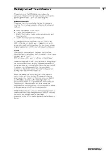 BERNINA activa 125 S 135 S 145 S 210 220 230 240 SERVICE MANUAL - BOUND - Picture 8 of 11