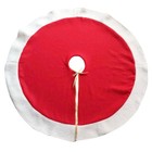  100cm Christmas Tree Skirts Red and White Tree Skirt Mat for Holiday Christmas